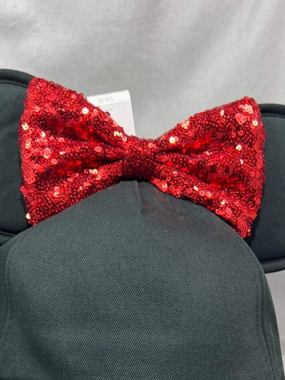 Disney Store Minnie Mouse Ears Hat Black Red Sequin Bow Strapback Adult Ball Cap